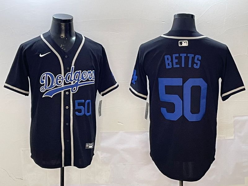 Men Los Angeles Dodgers #50 Betts Black Fashion Game 2025 Nike MLB Jersey style 3